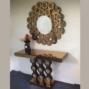 Modern Silver Glass Home Decor <strong>Mirror</strong> Furniture Mirrored Diamond Crushed Console Table with <strong>Wall</strong> <strong>Mirror</strong> <strong>Set</strong> - Product Image 5