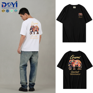 DUYI T-Shirt Oversize Casual con Ricamo Elefante e Cuore <span class=keywords><strong>Coraggioso</strong></span>, 240g, Unisex, Manica Corta, Personalizzabile OEM ODM, Streetwear - Product Image 2