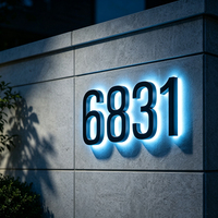 Letras 3D LED de Bronce para Rótulos de Tiendas, Letreros Comerciales con Luz LED, Placa Metálica con Número de Puerta, Número de Apartamento o Casa para Edificios