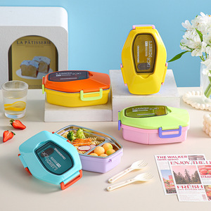 Portable Double Layer Sealed <b>Lunch</b> <b>Box</b> with Leak Proof Design Microwave Safe Kids Food Container with Cutlery Kitchen - Product Image 1