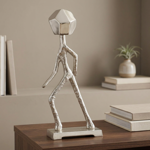L 20.3 x B 20.3 x H 43.2 cm Contemporary Abstract Metal Figurine Sculpture Handmade Artistic Tabletop <b>Decor</b> for Living Room - Product Image 2
