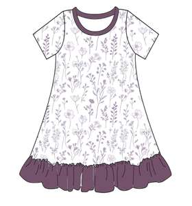 Qingli OEM Aucun tarif Floral Petites filles Robes d'été à manches courtes Moo Moo <span class=keywords><strong>Chemise</strong></span> <span class=keywords><strong>de</strong></span> <span class=keywords><strong>nuit</strong></span> avec volants - Product Image 4