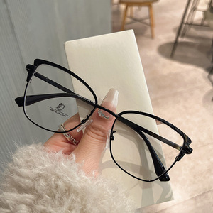 Monture de lunettes Qianai Cat Eye en métal, anti-lumière bleue, monture complète, unisexe, design irrégulier JS8 5 1103 - Product Image 2