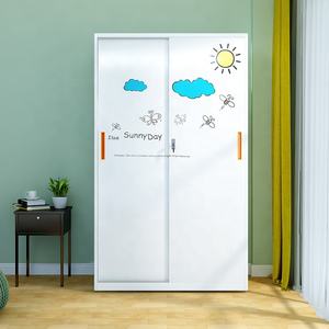 Design semplice moderno bianco 2 porte scorrevoli in acciaio camera da letto bambino in metallo armadio in acciaio <span class=keywords><strong>armadietto</strong></span> per Hotel e magazzino uso - Product Image 1