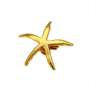 Broche Étoile de Mer en Acier Inoxydable 316L Plaqué Or PVD – Cadeau Unisexe Tendance - Product Image 2