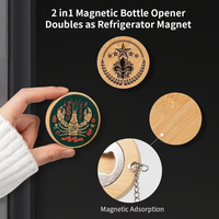 Sous-verres en bois de hêtre avec ouvre-bouteille, lot de 6, autocollants pour réfrigérateur, ouvre-bouteilles, sous-verres
