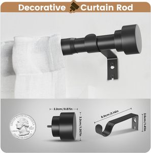 Varillas de cortina metálicas modernas de <span class=keywords><strong>48</strong></span>-<span class=keywords><strong>84</strong></span> pulgadas y barra de cortina de bloqueo de luz con soporte de soportes ajustables para uso en el hogar de la sala de estar - Product Image 2