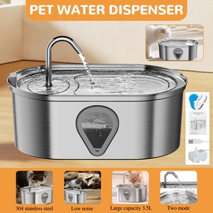 Fuente de Agua Portátil de Acero Inoxidable de 3.5L <span class=keywords><strong>para</strong></span> Mascotas, Bebedero <span class=keywords><strong>para</strong></span> Gatos con Ventana de Nivel de Agua, Personalizable al por Mayor - Product Image 6
