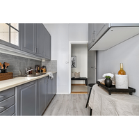 Ensemble d'armoires de cuisine modulaires classiques américaines, armoires modulaires personnalisées avec vitrine murale en verre pour appartement