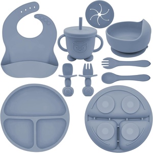 Juego de Vajilla de Silicona Personalizado para Niños con Baberos con Dibujos Animados, Cuchara, Tenedor, Taza, Plato con Succión y Tazón para la Alimentación del Bebé - Product Image 5