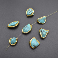 Perles d'espacement en howlite bleue naturelle plaquées or 18 carats, petites pépites, fournitures pour la fabrication de bijoux