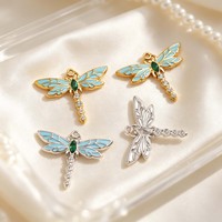 Pendentif F347 Libellule Dégradée en Émail avec Zircons Pavés pour Bijoux et Accessoires Vestimentaires
