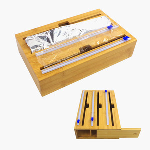 Storage Wax Paper Foil And Plastic Wrap Organizer 3 In 1 Bamboo Organizer Foil Organizer For Drawer Kitchen Wood Foil Storage