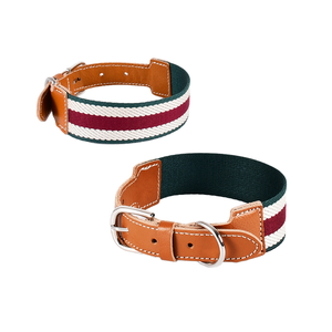 طوق كلب فاخر مخصص من الجلد مع زخارف من الشرائط، مبطن ومريح، بتصميم عصري للكلاب متوسطة الحجم - Product Image 3