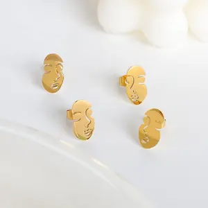 2021 Fashion Smiley Picassoer Women Human Outline Contour Hollow out Dangle Art Drop Simple Cute Abstract Face Earrings