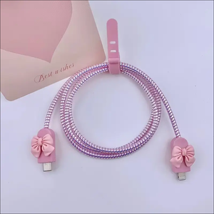 Accessoires mignons d'<span class=keywords><strong>enrouleur</strong></span> de ligne de données Bowknot pour <span class=keywords><strong>iphone</strong></span> 18W 20W chargeur câble housse de protection - Product Image 6