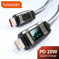 Câble de charge rapide Toocki 20W PD USB C avec affichage numérique, cordon de données durable en alliage de zinc pour iPhone, tablette, ordinateur portable