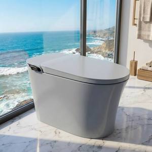 WC allongé gris avec siège entièrement réglable, pulvérisation d'eau personnalisable pour lavage féminin postérieur, certifié US CUPC ETL WaterMark - Product Image 1