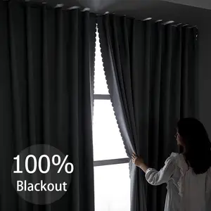 Portable 100% rideau occultant langsir tingkap murah Anti-UV isolation thermique auto-adhésif installation sans poinçon