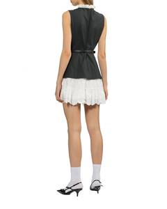Sweet Solid Ruffled Breathable Lace Vest-Dress with Digital <b>Printing</b> for Summer - Product Image 4