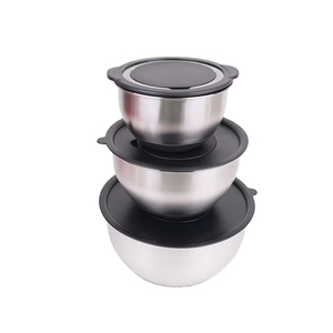Ensemble de bols mélangeurs modernes en acier inoxydable poli de 1 à 5 QT, multi-tailles, écologiques, avec couvercles hermétiques, compatibles lave-vaisselle, pour la cuisine et la pâtisserie, pour fruits - Product Image 6