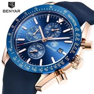Montre BENYAR 5140 pour homme, marque haut de gamme, chronographe, bracelet en caoutchouc, étanche, sport, montre originale pour homme - Product Image 2