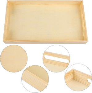 Plateaux en bois à peindre faits à la main avec poignées Plateau en bois de pin de nidification - Product Image 2