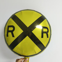 CYmylar 18 pouces Railroad Crossing Ballons en aluminium No Pass Traffic Sign Ballons Globos pour Traffic Train Party Decoration