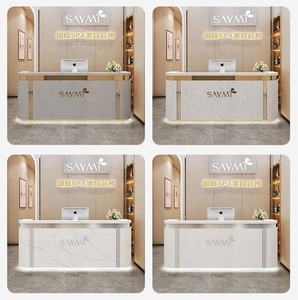 Cửa hàng làm đẹp bằng đá cẩm thạch trắng Salon bàn trước quầy lễ tân thiết kế quầy thanh toán màu hồng cao cấp quầy tiếp tân hiện đại - Product Image 3