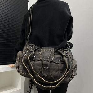 Bolso <span class=keywords><strong>de</strong></span> Motocicleta Retro Europeo y Americano, Estilo Lavado, para Chicas, Gran Capacidad, Maillard Y2K, Bolso Cruzado Diagonal - Product Image 6