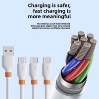 Câble de données en silicone souple TPU Type-C vers USB-A à charge rapide de 1 mètre avec transfert de données pour téléphone portable