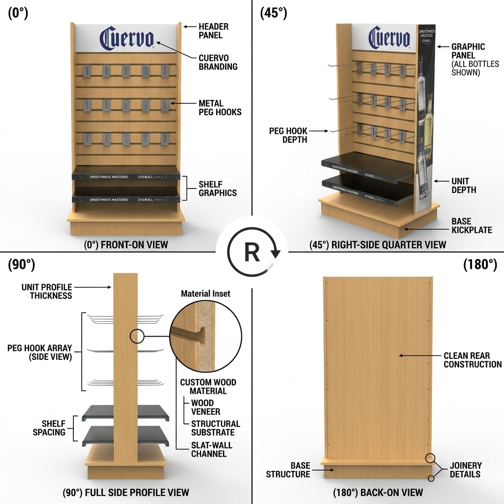 Wholesale Custom Premium Wooden Spirits Display Stand Whiskey Gin Bottle Rack for Craft Distillery Tasting Room Boutique Store — view 3