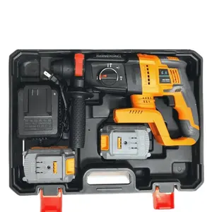 20V Lithium-ion Power Supply Rotary Drilling Rig Without Rope Hammer Drill Bit With 2 4.0AH Batteries Plastic Toolbox
