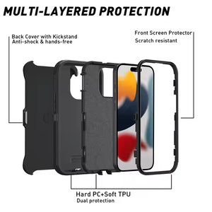 Kickstand Belt Clip Defender Case <span class=keywords><strong>para</strong></span> iPhone 17 16 15 14 13 11 Pro Max <span class=keywords><strong>PC</strong></span> + TPU Armor a prueba de golpes Coque Fundas <span class=keywords><strong>Para</strong></span> Protection - Product Image 3