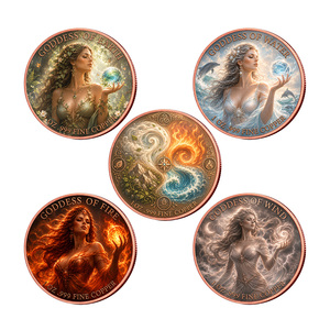 Moneda <span class=keywords><strong>de</strong></span> cobre personalizada con diseño <span class=keywords><strong>de</strong></span> mujer sexy, elementos femeninos y diosas, con impresión dorada redonda. - Product Image 1