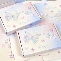 Boîte de rangement portable en carton ondulé imprimé papillons rêveurs, en matériaux recyclés, pour papeterie et petits cadeaux
