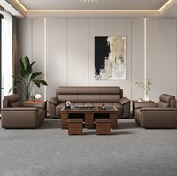 Ensemble de canapés de bureau exécutifs en cuir moderne et luxueux pour bureau à domicile avec fonctions de massage extensibles