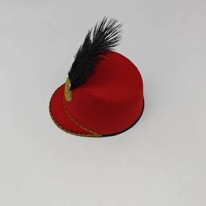 Sombrero de Caballero de Terciopelo Rojo con Pluma Negra para Disfraz de Halloween, Sombrero Festivo Unisex para Adultos - Product Image 3