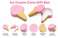 Boîte d'emballage personnalisée en forme de cornet de glace pour biscuits, macarons, pâtisseries, bonbons de fête, et boîtes cadeaux de chocolat
