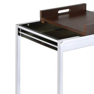 DB <b>Chrome</b> and Brown Storage Cart with Stemware <b>Shelf</b> Elegant Serving Solution - Product Image 3