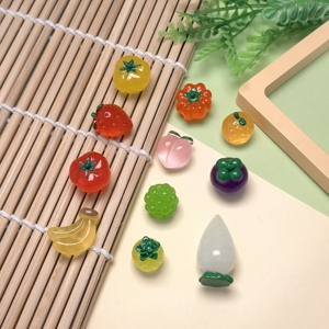 100 pièces de figurines miniatures en résine 3D Kawaii, fruits variés, pour décoration, figurines miniatures de fruits et d'aliments, statuette décorative - Product Image 3