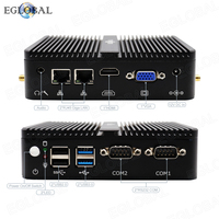 Mini PC EGLOBAL Intel Celeron J5005 de Cuatro Núcleos, Doble LAN, Doble COM, Windows 10 Home/Student, 7x24 Sin Ventilador, AES-NI, SSD, Nueva Memoria RAM DDR4