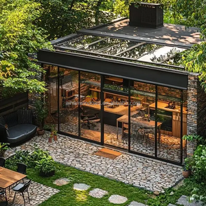 Véranda en aluminium 4 saisons, <span class=keywords><strong>solarium</strong></span>, véranda en verre trempé, maison extérieure autonome, design moderne, villa - Product Image 1