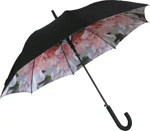 Paraplu Double Layer Auto Open Rechte Volledige Kleurendruk Custom Design Fashion Bloem Afdrukken In Hoge Kwaliteit