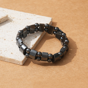 Black Tiger Stone <b>Beaded</b> <b>Bracelet</b> Geometric Shape Unisex Jewelry Natural Stone <b>Bracelet</b> - Product Image 2