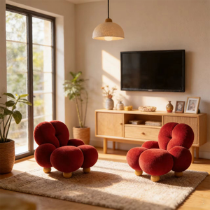 Sillón de Diseño Creativo con Forma de <span class=keywords><strong>Esfera</strong></span> Roja de Terciopelo, Sofá Individual Redondo y Acolchado, Pieza de Mobiliario Artístico para Vestíbulo de Hotel o Villa - Product Image 3