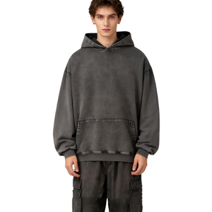 Sudadera con Capucha Extra Grande de Felpa Francesa de 480 g/m², Estilo Vintage Lavado al Ácido, para Hombre, TKAN271 - Product Image 3