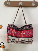 Nouveau style sac à dos en polyester peluche pour trajets quotidiens - Sac fourre-tout à bandoulière tendance style ethnique grande capacité en toile