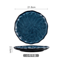 Assiette en céramique verte à glaçure réactive, style Kiln Navy, compatible lave-vaisselle/micro-ondes/congélateur, ensemble de couverts, vaisselle, ensembles Japandi