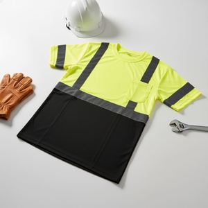T-shirt de sécurité réfléchissant jaune haute visibilité ANSI Classe 3 à manches longues pour la construction, l'ingénierie et la topographie - Product Image 2